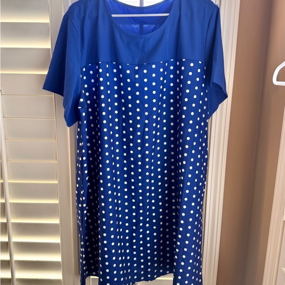 Elegant Blue Polka Dot Midi Dress
